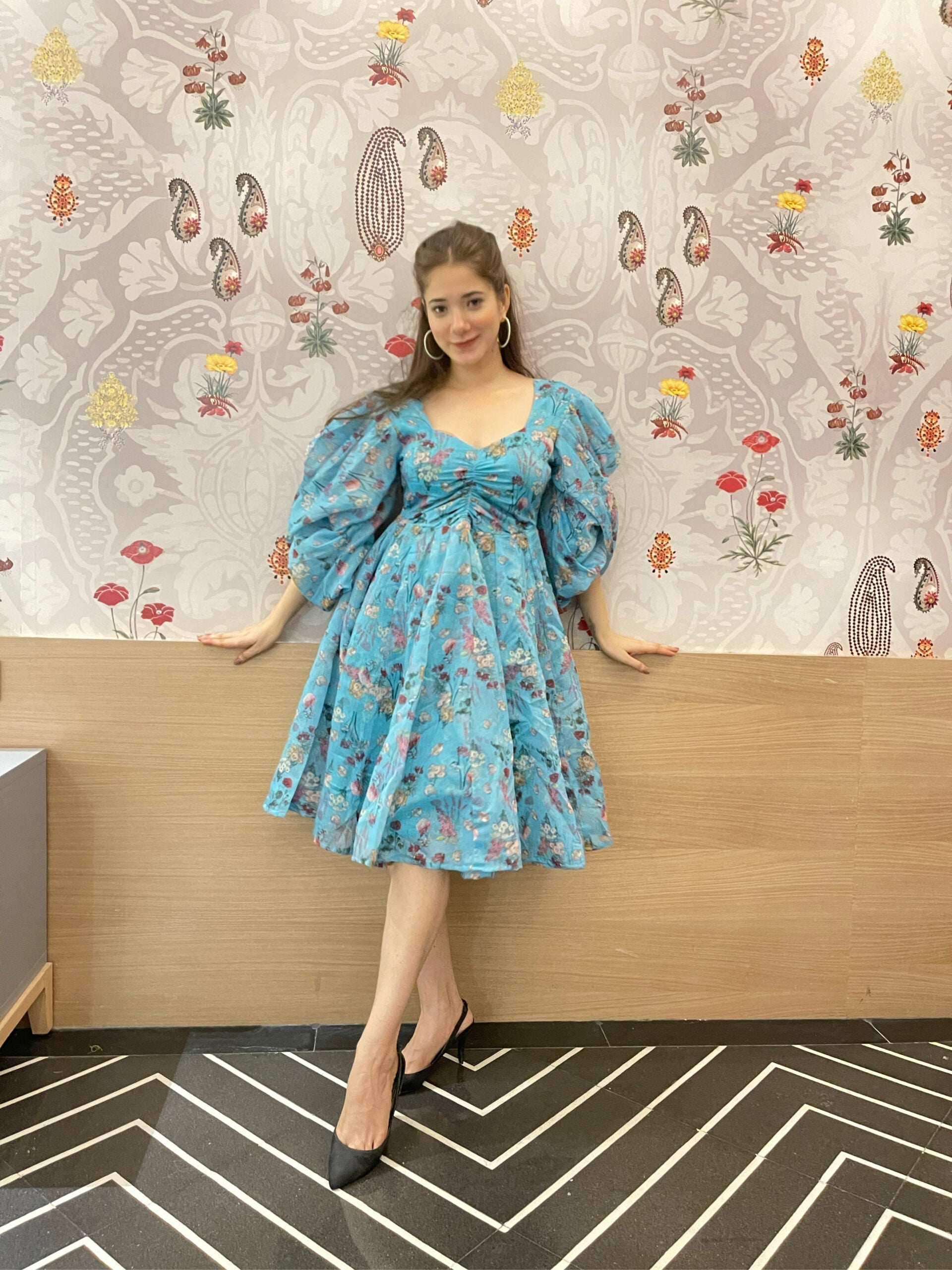 kasturi blue floral dress