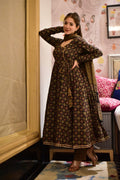 brown ajrakh angrakha suit set