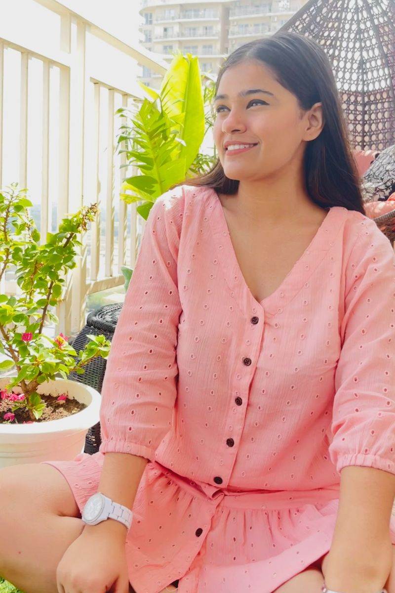 BLUSH SCHIFFLI SHIRT DRESS