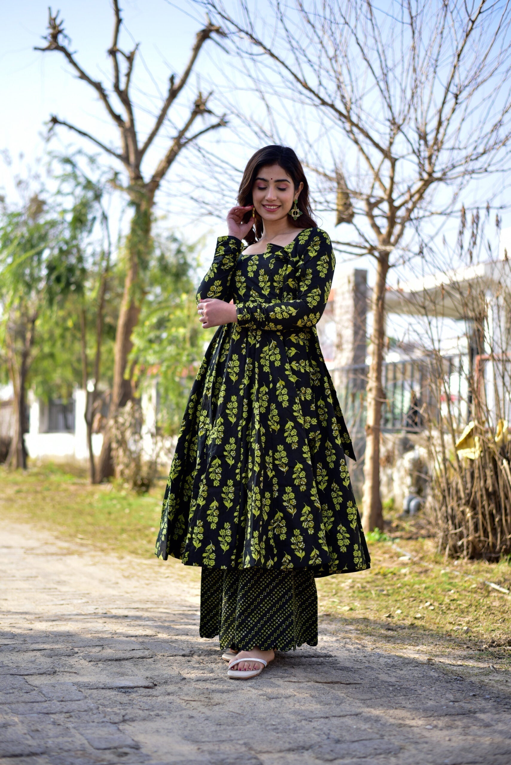 moonless black cotton suit set