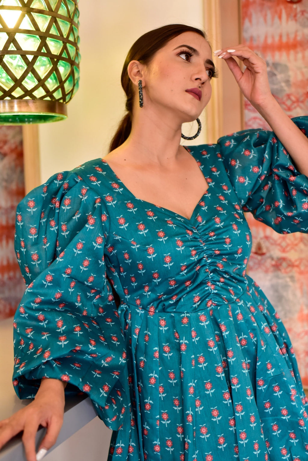 kyrstle green chanderi dress