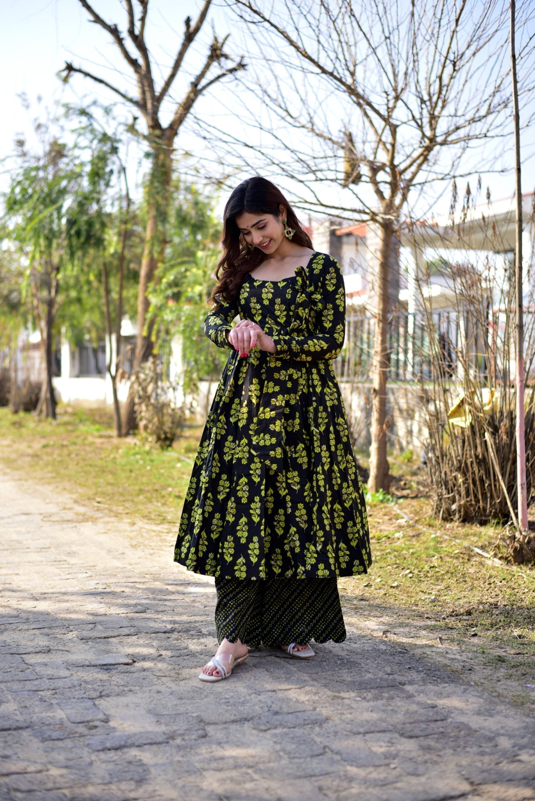 moonless black cotton suit set