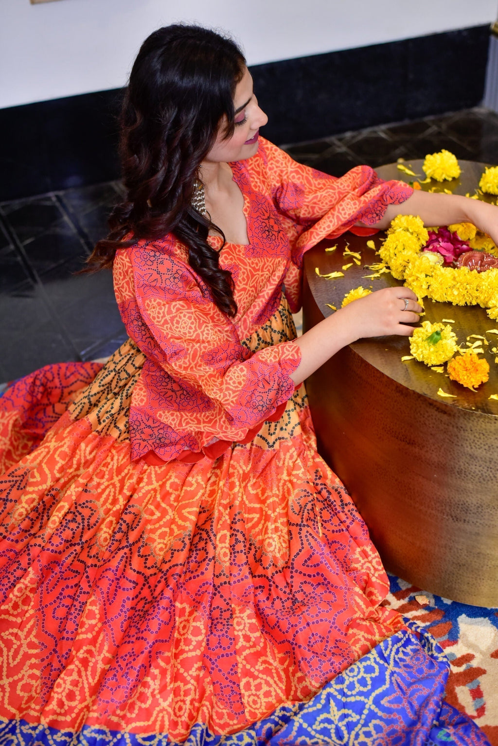 multicolor pearl chanderi maxi