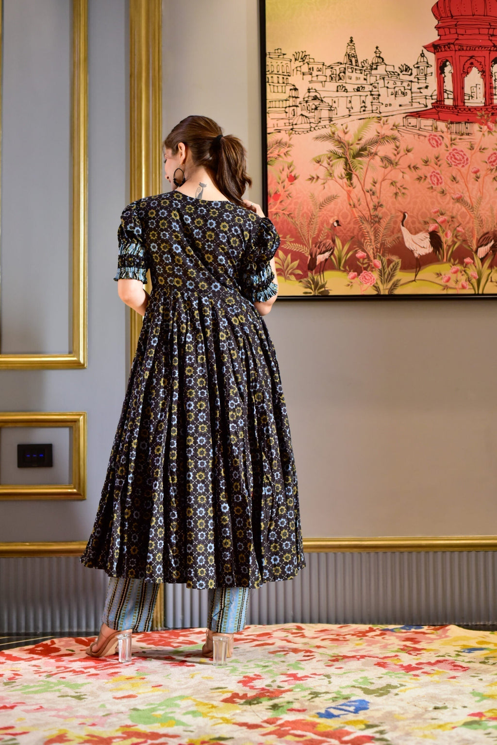 black herbal cotton suit set