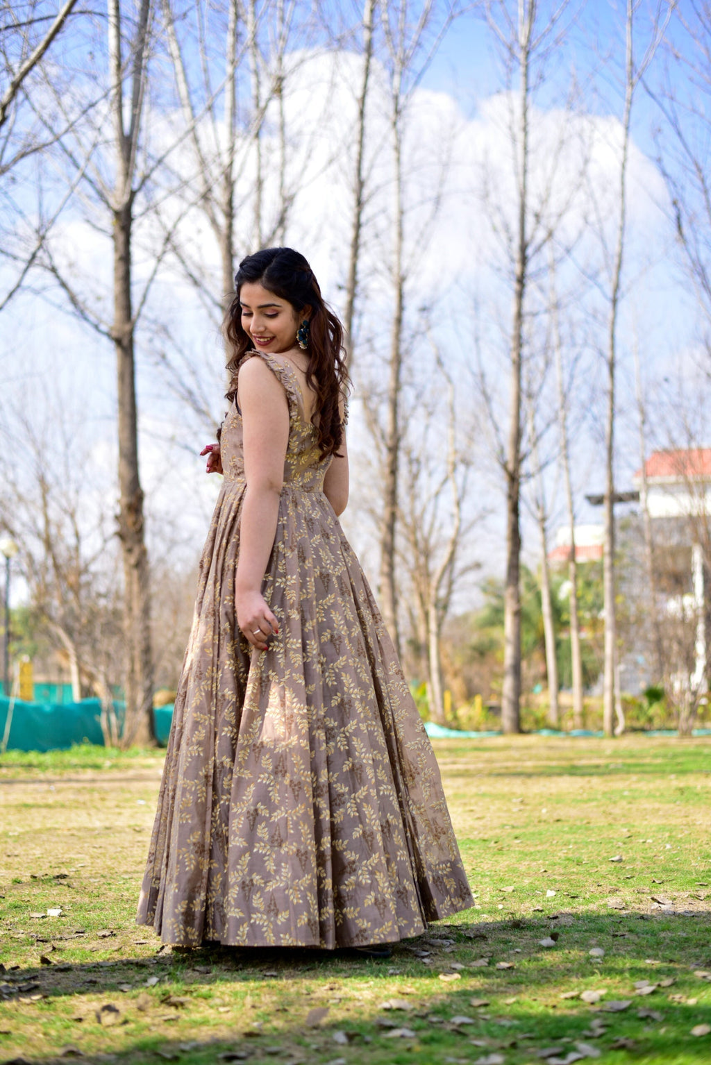 casper brown chanderi dress