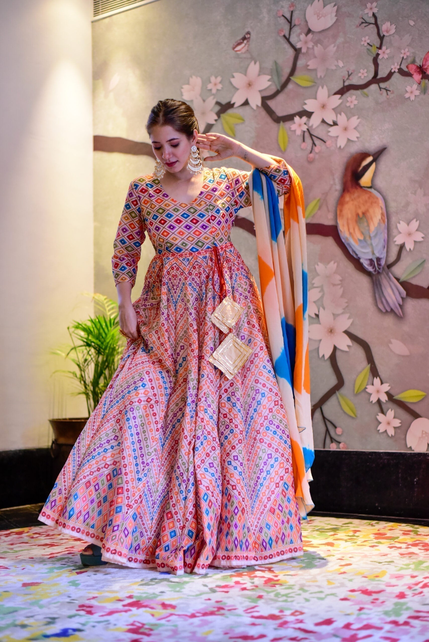 keshori chanderi maxi set