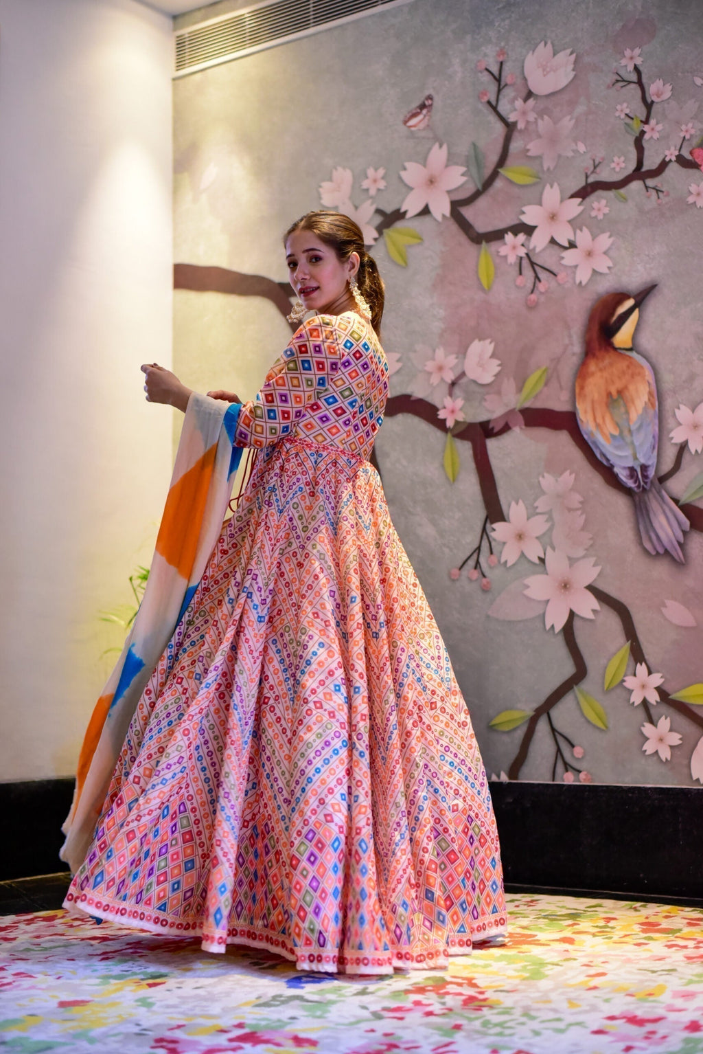 keshori chanderi maxi set