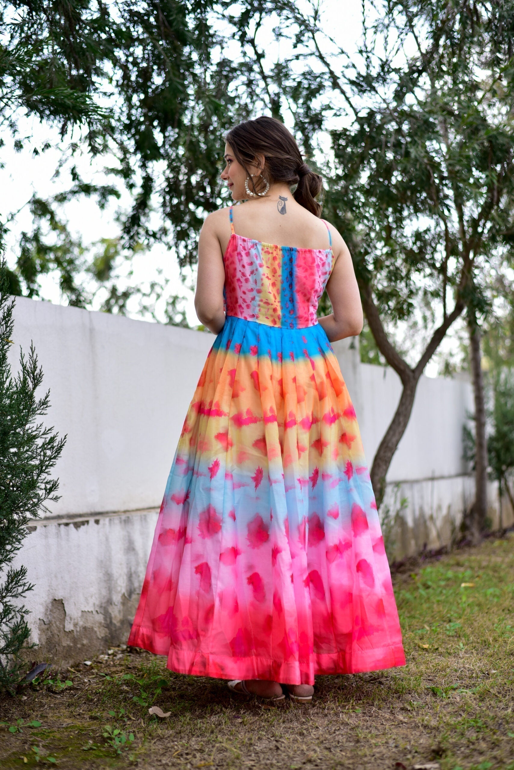 flamingo pink chanderi dress