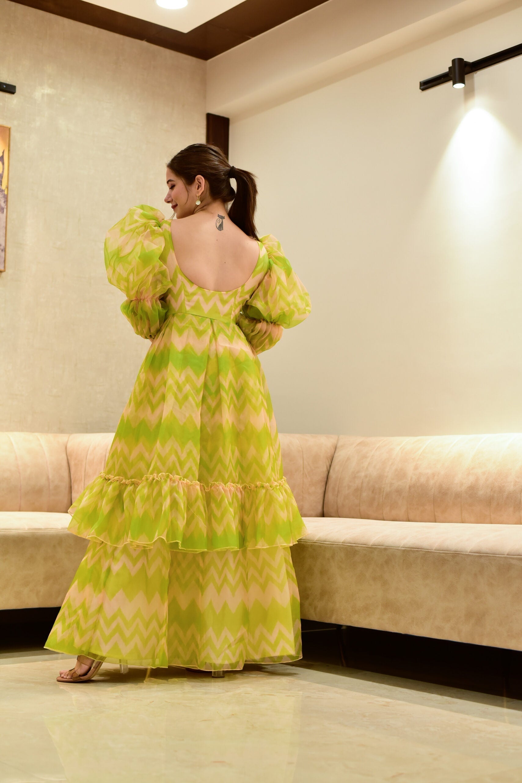 Elsa green organza dress