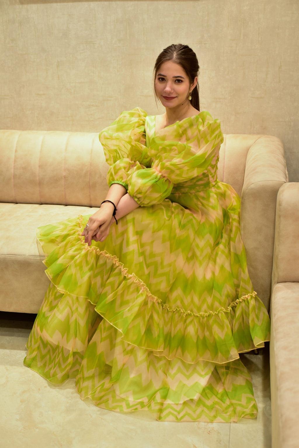 Elsa green organza dress