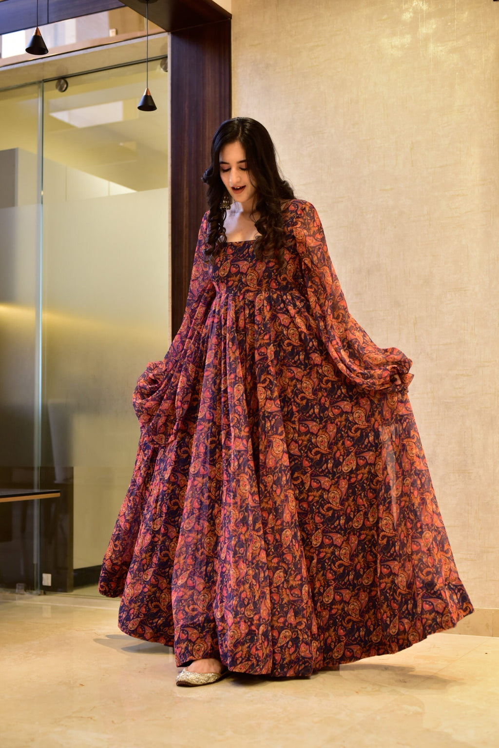 alisha blue georgette dress