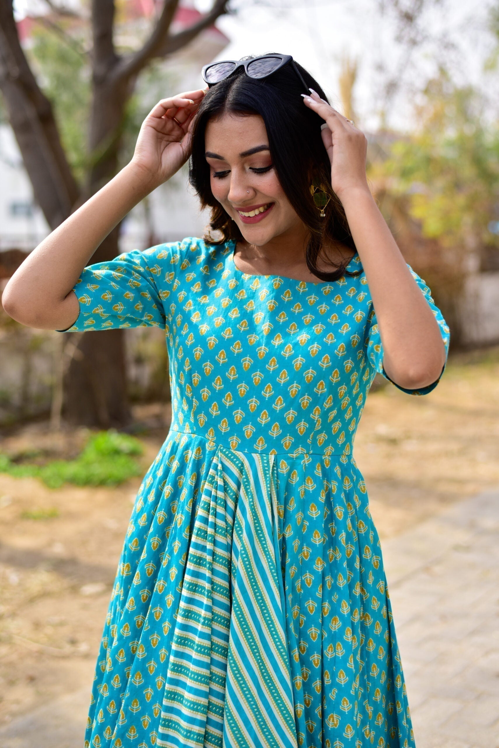 blue blossom kurta palazzo