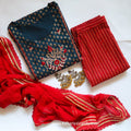 Kesariyavanity Bottle Green & Red Handwork Suit Set - DEAL