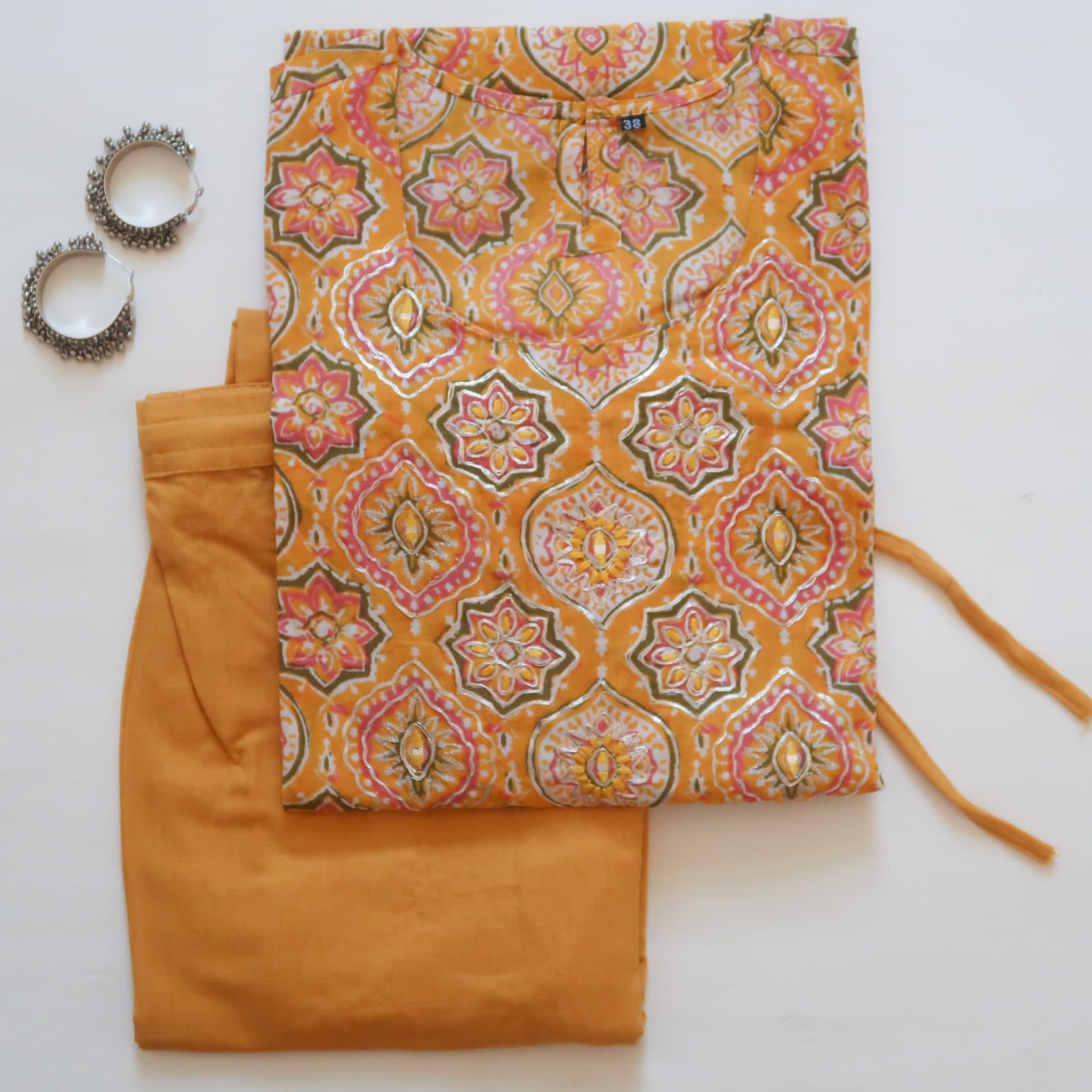 KesariyaVanity Elegant Mustard Pittan Work Suit - DEAL