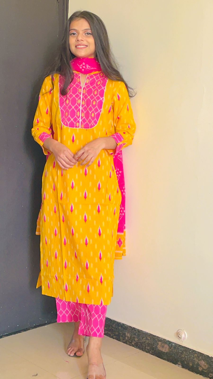 KesariyaVanity Elegant Ikkat Cotton Suit Set - DEAL