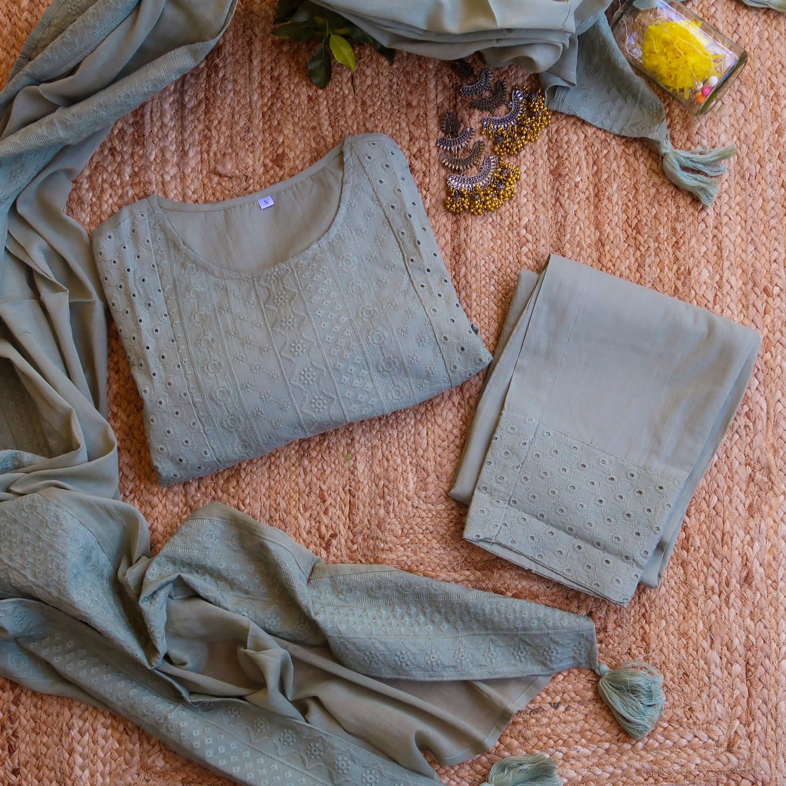 Kesariyavanity Cutwork Embroidered Festive Ready Suit Set - DEAL