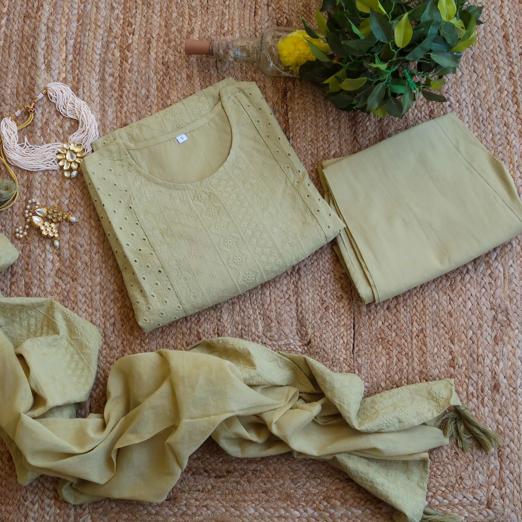 Kesariyavanity Cutwork Embroidered Festive Ready Suit Set - DEAL