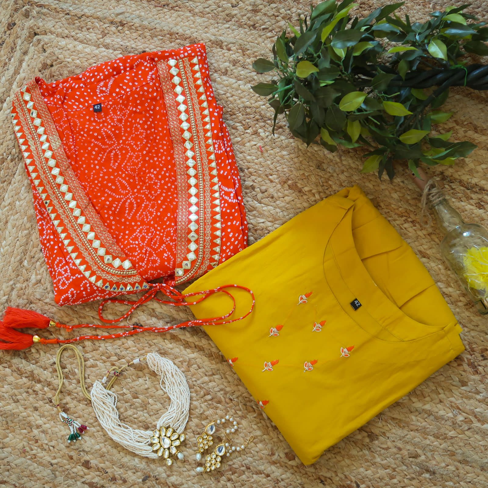 KesariyaVanity Must Have Festive Ready Bandhej Gown Suit - DEAL