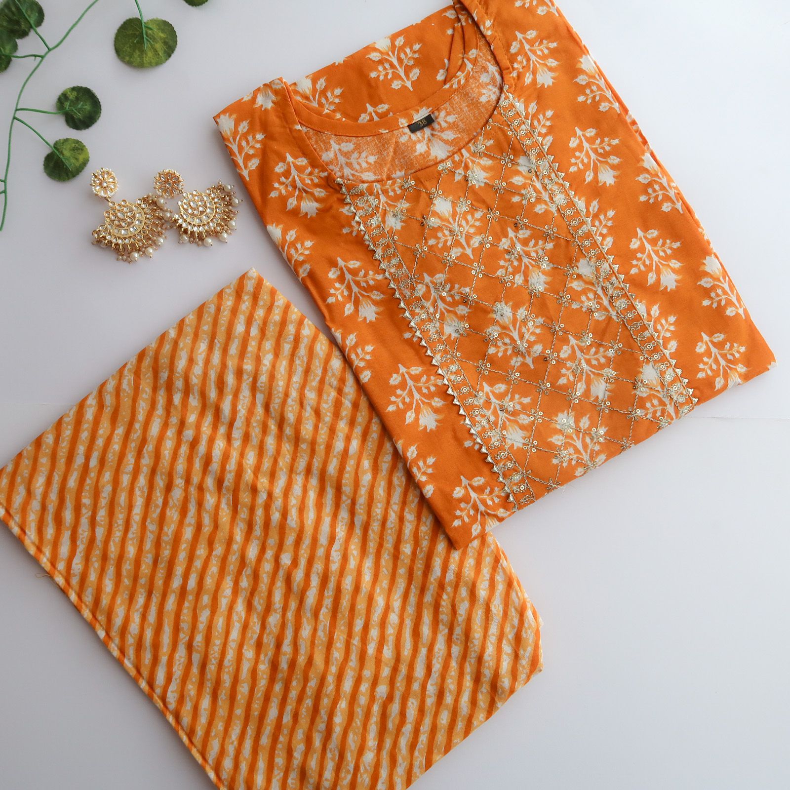 Mustard floral sequin Slim Fit Suit Set