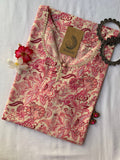 Cream-Pink Floral Jaal Cotton Kurta