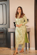 light green straight kurta set