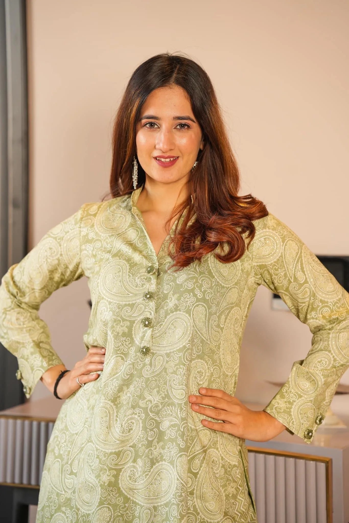 light green straight kurta set