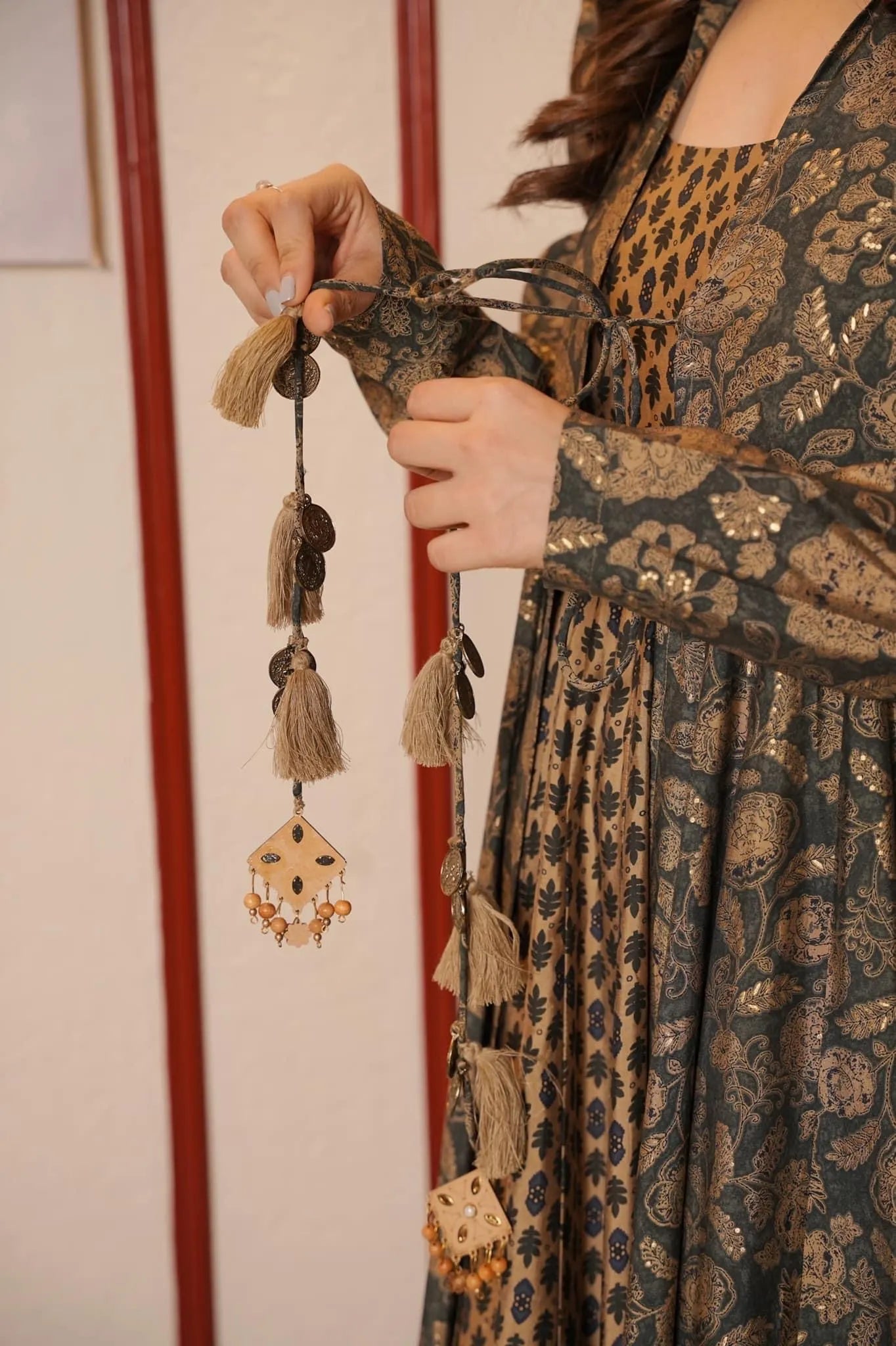 grey floral shrug set