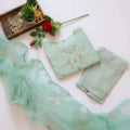 SALE: Pastel Turquoise Mirror Embroidered Suit Set