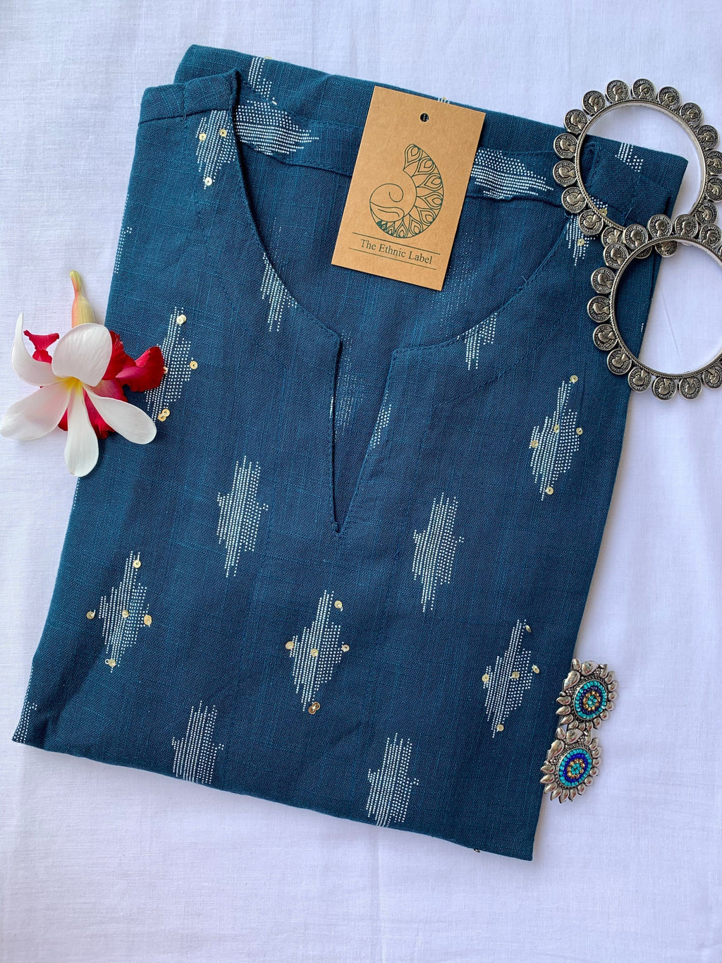 Blue Handcrafted Ikat Cotton Kurta