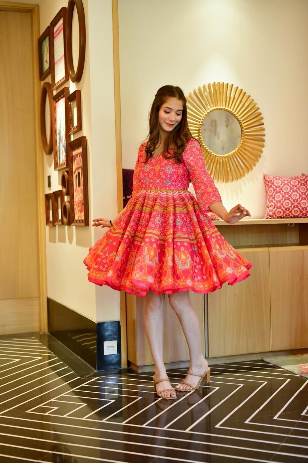 delicate pink chanderi dress