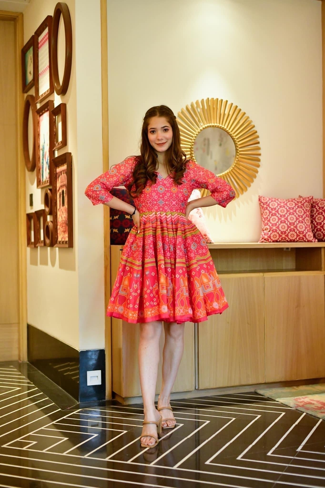 delicate pink chanderi dress