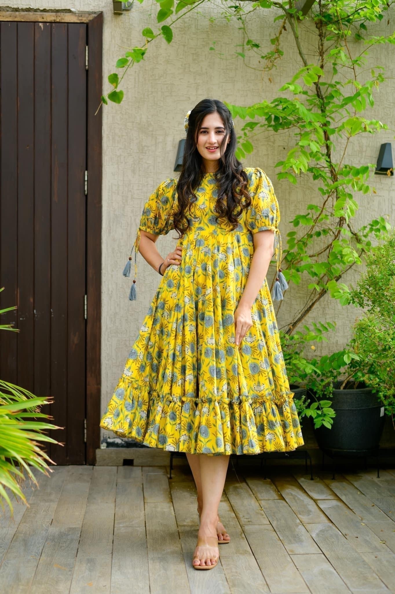 daisy yellow cotton dress