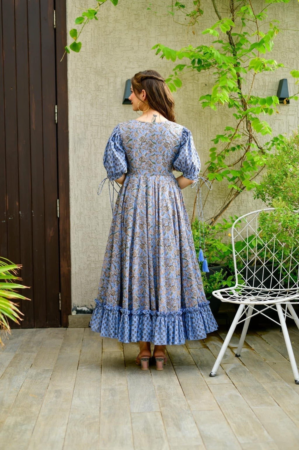 Blue heather cotton dress