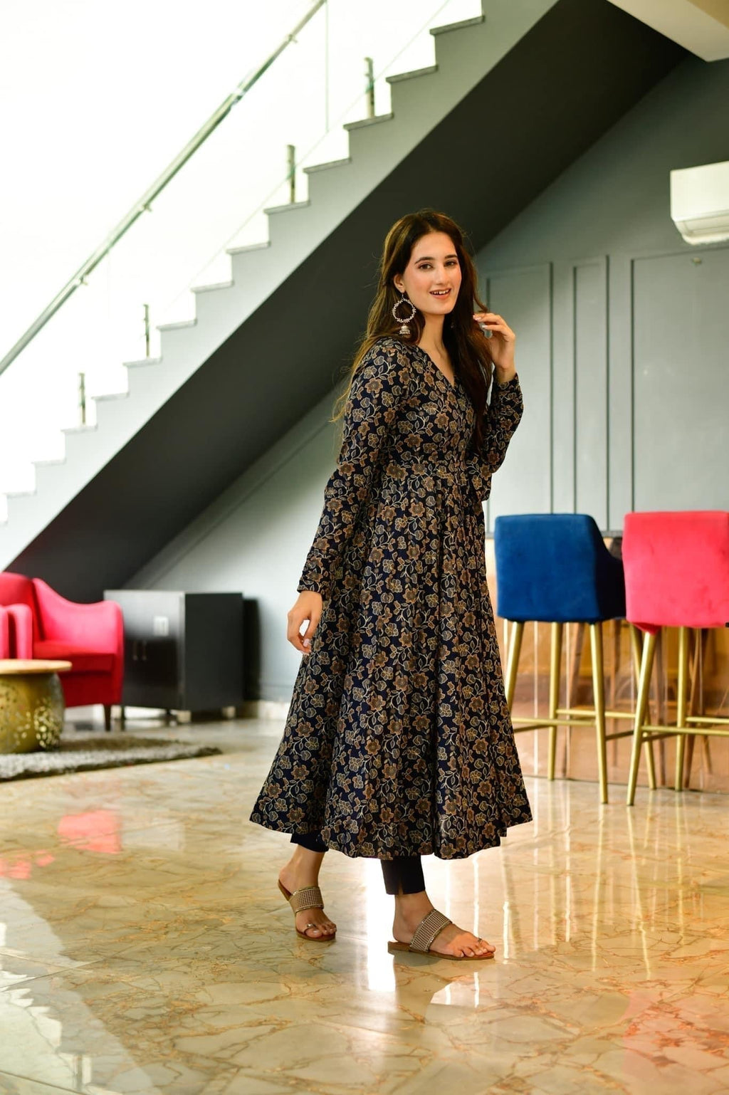 lily blue floral suit set