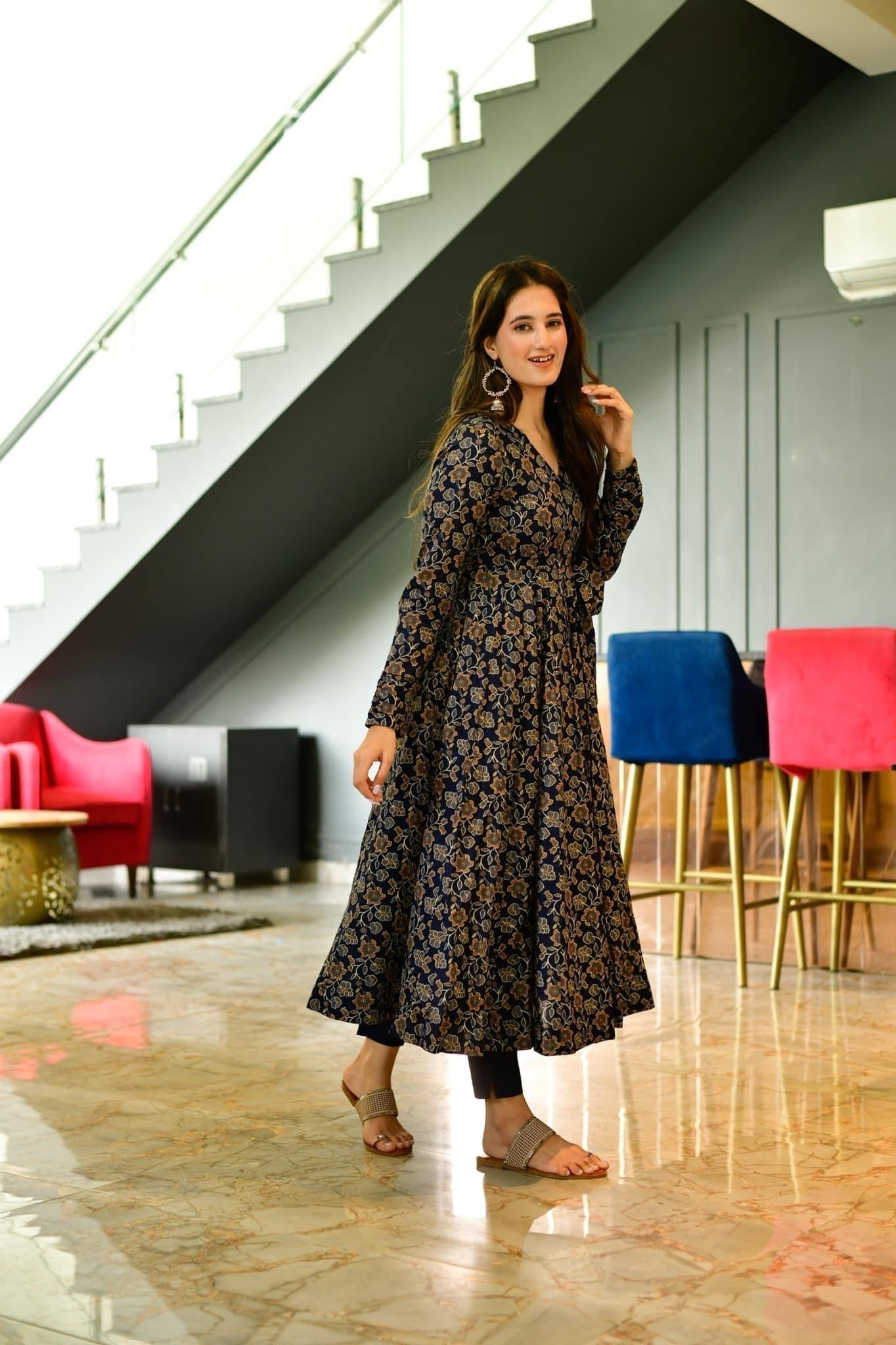 lily blue floral suit set