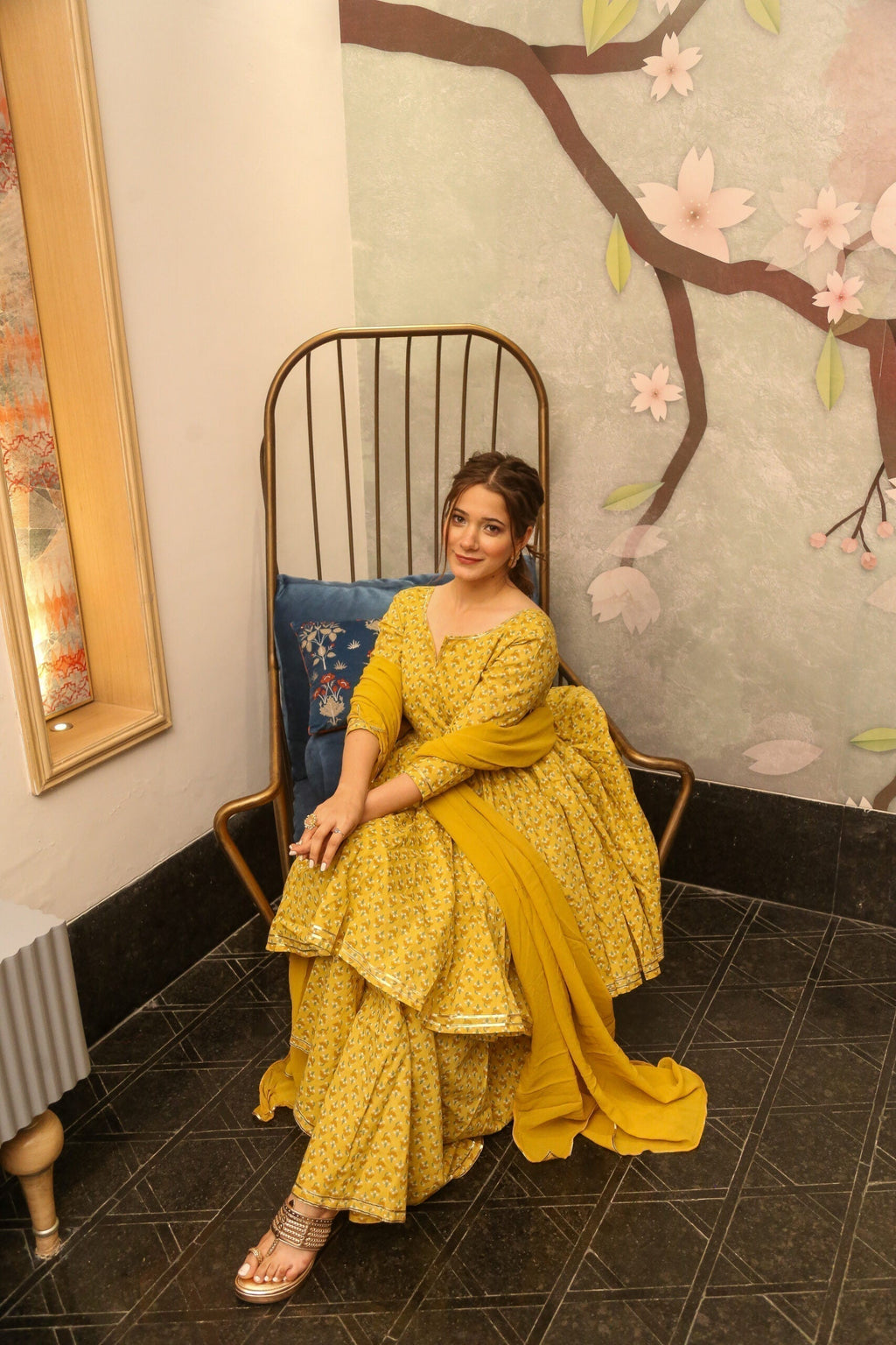 Della yellow kurta sharara set